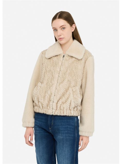 teddy bomber jacket with braids Liu Jo | MF5094E1044.W9868
